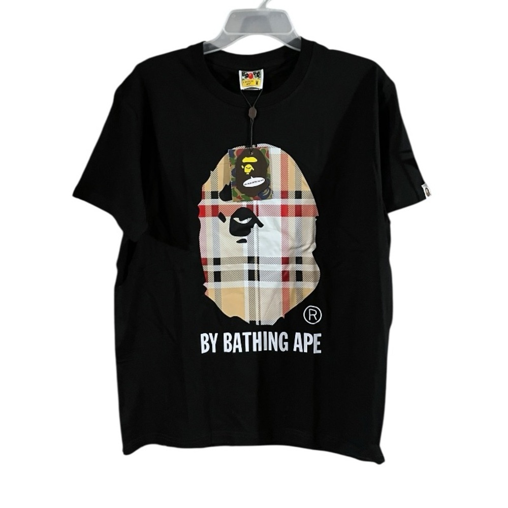 NWT A Bathing Ape BAPE Check By Bathing Ape Black Tee Brand New Sz M